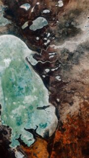 Stunning Satellite View of Earth Earth Tones and Turquoise Water Wallpaper