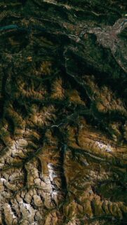 Breathtaking Satellite View of Mountain Ranges and Alpine Landscapes High Definition Wallpaper