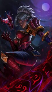 Stunning Fantasy Warrior Woman with Demonic Mask Mobile Wallpaper