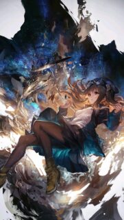 Anime Girl Floating in Abstract Cosmic Shattered Reality Mobile Wallpaper