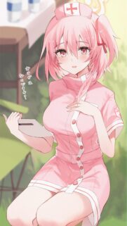 Cute Anime Nurse with Pink Hair High Quality Mobile Wallpaper