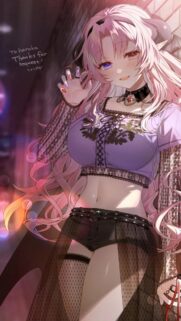 Stunning Anime Girl with Pink Hair and Devil Horns High Quality Wallpaper
