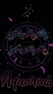 Aesthetic Aquarius Zodiac Sign Neon Celestial Art Phone Wallpaper