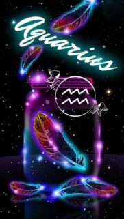 Neon Aquarius Zodiac Sign Artistic Cosmic Glow Phone Wallpaper