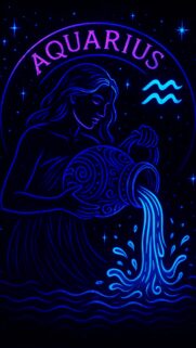 Neon Aquarius Zodiac Starry Night Aesthetic Mobile Wallpaper