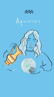 Aquarius Zodiac Sign Artistic Illustration Aesthetic Phone Wallpaper