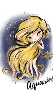 Stunning Aquarius Zodiac Sign Aesthetic Illustration Mobile Wallpaper