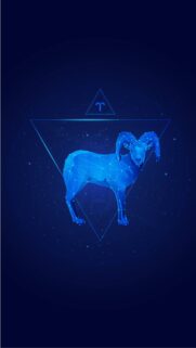 Neon Low Poly Aries Ram Zodiac Constellation Phone Wallpaper