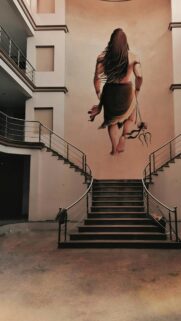 Majestic Lord Shiva Mural Staircase Aesthetic Phone Wallpaper
