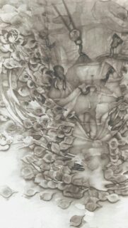Abstract Monochrome Floral Ink Wash Art Mobile Wallpaper