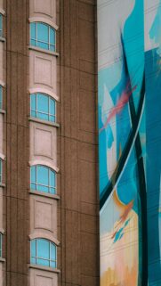 Abstract Mural and Modern Architecture Exterior Phone Wallpaper