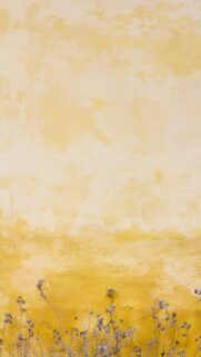 Textured Yellow Painted Wall with Dry Wildflowers Phone Wallpaper
