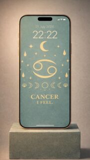 Aesthetic Cancer Zodiac Sign Minimalist Gold and Sage Green Wallpaper