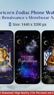 Capricorn Aesthetic Galaxy Zodiac Art High Resolution Phone Wallpaper