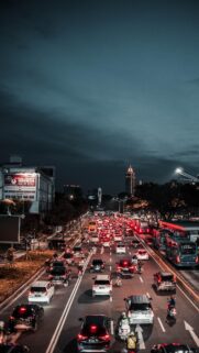 Jakarta Traffic at Twilight City Street Mobile Wallpaper