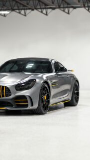 Matte Grey Mercedes AMG GT with Yellow Accents Phone Wallpaper