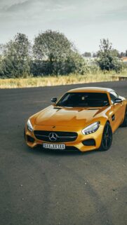 Gold Mercedes-AMG GT Sports Car High-Resolution Mobile Wallpaper