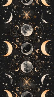 Celestial Lunar Cycle Magic Aesthetic Spiritual Energy Phone Wallpaper
