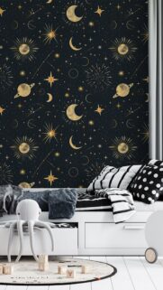 Celestial Magic Moon and Stars Aesthetic Spiritual Energy Wallpaper