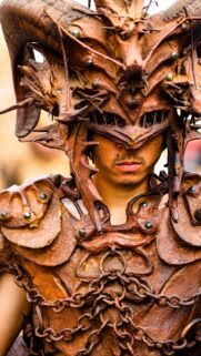 Fantasy Warrior Demon Costume Dark Armor 4K Phone Wallpaper