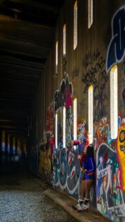 Harley Quinn Cosplay in Graffiti Tunnel Aesthetic Mobile Wallpaper