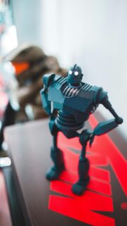 The Iron Giant Robot Standing on Nike Box Phone Wallpaper