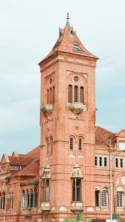Majestic Red Brick Architecture Historical Building Tower Wallpaper