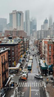 Winter Urban Cityscape Street View New York Mobile Wallpaper