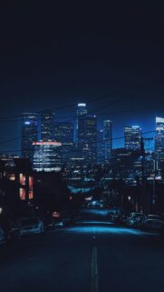 Night City Skyline Street View Aesthetic Phone Background Wallpaper