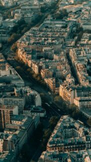 Aerial View of Paris Cityscape at Sunset Mobile Wallpaper