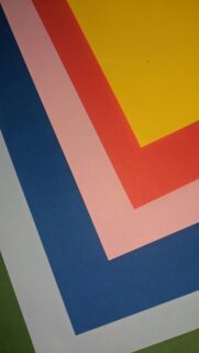 Minimalist Geometric Layers in Vivid Pastel and Bold Tones Wallpaper