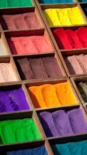 Vibrant Colored Pigment Powder Grid Aesthetic Mobile Wallpaper