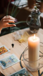 Hanged Man Tarot Card and Crystal Pendulum Spiritual Aesthetic Wallpaper
