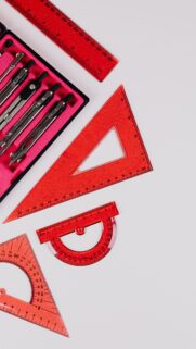 Red Geometry and Drafting Tools Professional Stationery Wallpaper
