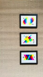 Minimalist Bauhaus Geometric Art Frames on Cardboard Wallpaper