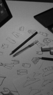 Fashion Designer Sketching Desk Creative Workspace Mobile Wallpaper