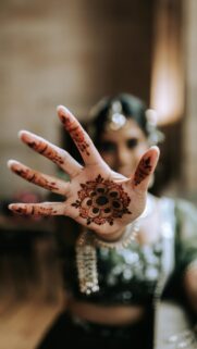 Beautiful Henna Design on Bride Hand Close-up Mobile Wallpaper