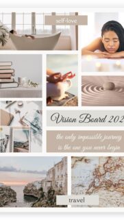 Aesthetic Vision Board and Manifestation Collage for Goal Setting Desktop Wallpaper