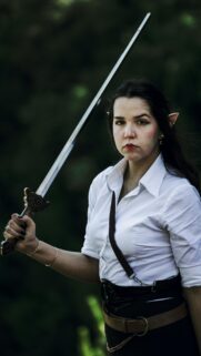 Elf Warrior Woman Holding Sword Fantasy Character Portrait Wallpaper