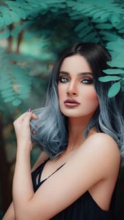 Stunning Woman with Blue Ombre Hair Portrait Mobile Wallpaper