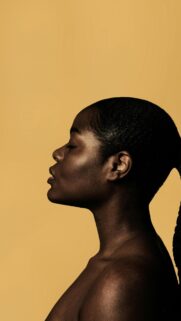 Minimalist Side Profile of a Beautiful Black Woman Elegant Portrait Wallpaper