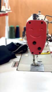 Happy Red Sewing Machine Industrial Craftsmanship Mobile Wallpaper