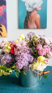 Stunning Spring Floral Bouquet in Metal Bucket Mobile Wallpaper