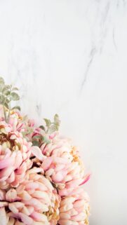 Elegant Pink Peony Bouquet on White Marble Minimalist Wallpaper