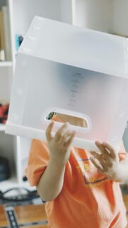 Funny Child Playing with Box on Head Creative Mobile Wallpaper
