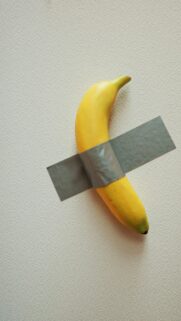Banana Taped to Wall Minimalist Funny Art HD Mobile Wallpaper