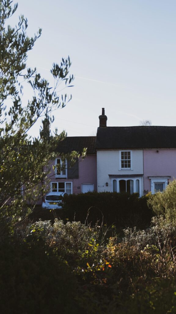 Charming English Cottage Row House Exterior Phone Wallpaper