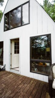 A-Frame Cabin White House Exterior Nature View Mobile Wallpaper