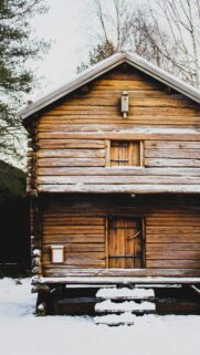 Rustic Winter Log Cabin Traditional Architecture Phone Wallpaper