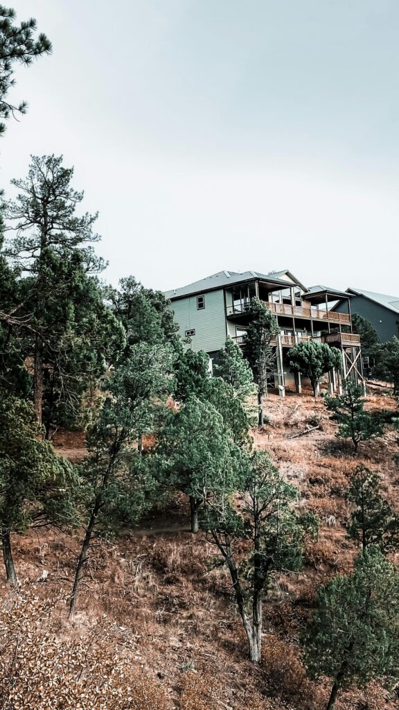 Rustic Mountain Home Nestled in Forest Scenery Mobile Wallpaper
